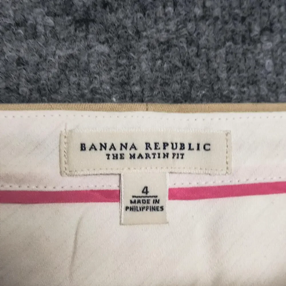 Banana Republic Pants Womens 4 Beige Linen Martin Fit Wide Leg Dress Workwear